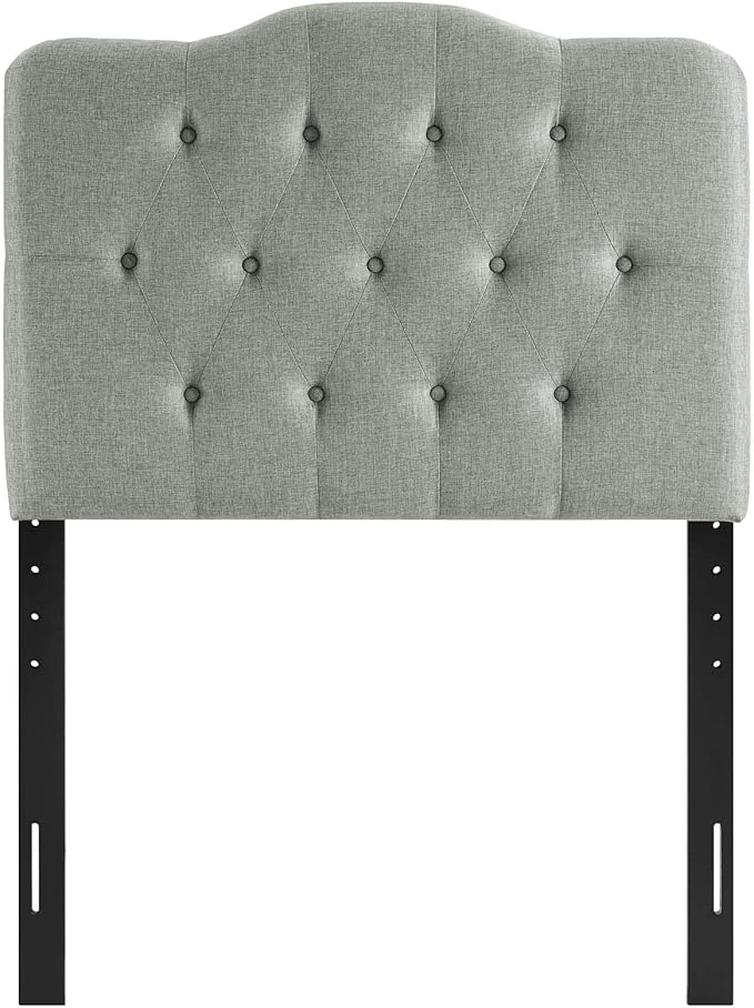 Modway MOD-5160 Annabel Tufted Button Linen Fabric Upholstered Twin Headboard in Gray