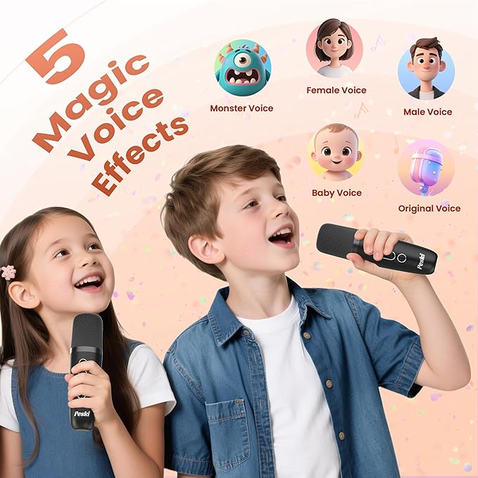 Mini Karaoke Machine for Kids Adults, Portable Bluetooth Speaker with 2 Wireless Karaoke Microphones,2025 TOP Birthday Gifts Toys for Boys 3,4, 5, 6, 7, 8+Years Old Toddler Karaoke Player