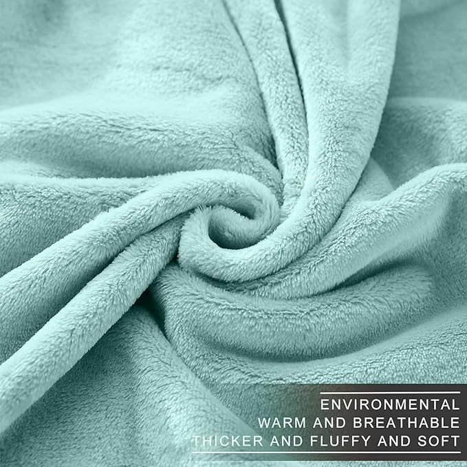 Fleece Blankets for All Season - Premium Lightweight Anti-Static Throw for Queen/Full Size Bed Extra Soft Brush Fabric Warm Sofa Thermal Blanket 90" x 90"(Sage Green)