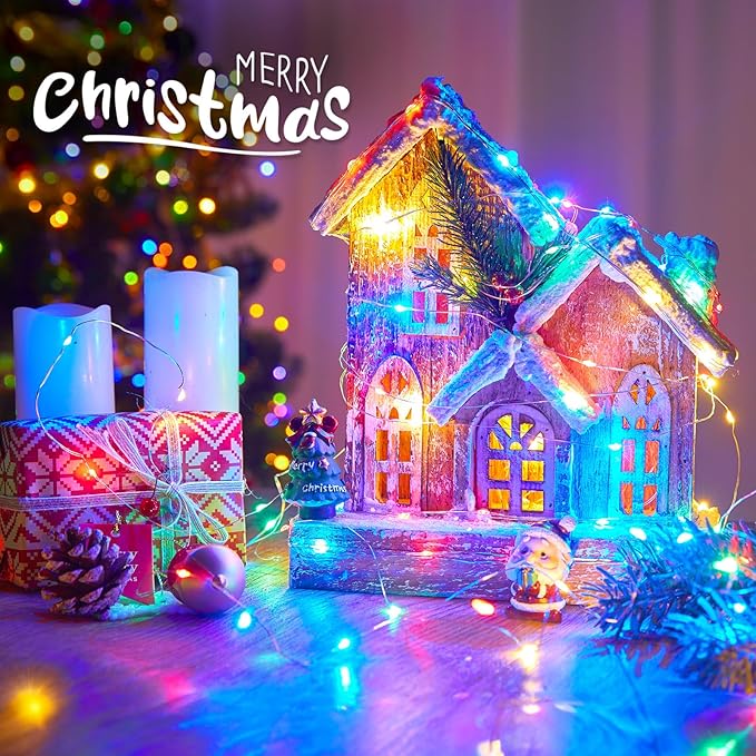 Fairy Lights Plug in, 33Ft 100 LEDs Waterproof Starry Firefly String Lights, Perfect for Crafts DIY Christmas Party Wedding Bedroom Indoor Decorations, Multicolored