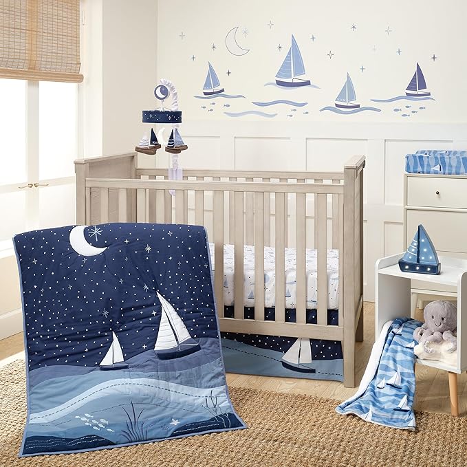 Lambs & Ivy Little Skipper 3-Piece Sailboat Nautical Nursery Crib Bedding Set