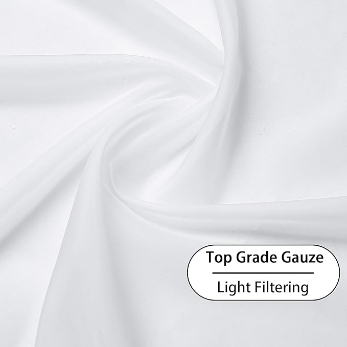 KEQIAOSUOCAI 84 Inches Length Sheer Curtains - Grommet Top Solid Voile Window Draperies Elegant Panels for Bedroom(Pure White,2 Panels,W54 x L84 Inch Long)