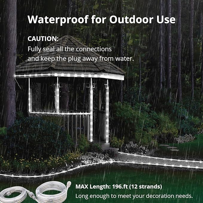LED Rope Lights, 33Feet Daylight Flat Flexible Strip Light, Plug in Novelty Lighting, Connectable and Waterproof for Home Christmas Holiday Garden Patio Party Decoration