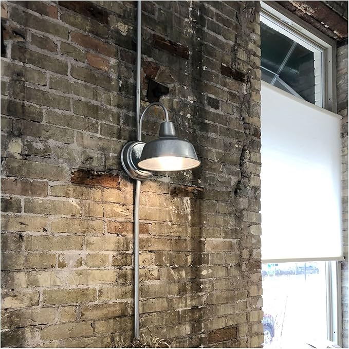 Mason Barn Light 1 Indoor/Outdoor Wall Mount Modern Industrial Farmhouse Design House Light for Patio, Garage, Bathroom, Office, Kitchen, 8 inch, Galvanized, 520965