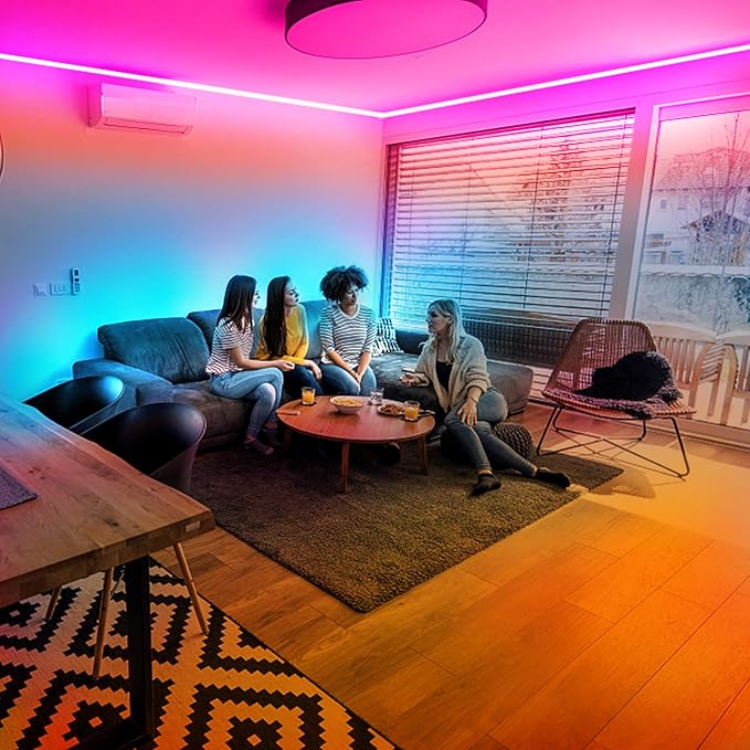 DAYBETTER 65.6Ft Smart Led Lights,2835 RGB Led Strip Lights Kits with Remote, App Control Timer Schedule Led Music Strip Lights(2 Rolls of 32.8ft)