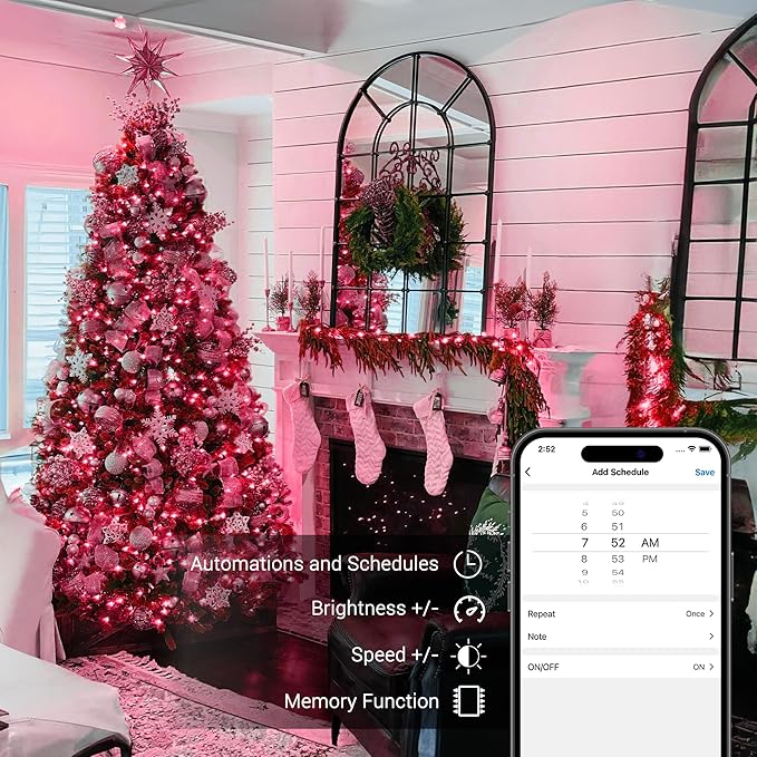 Brizled Smart Christmas Lights, 66ft 200 LED Color Changing Mini Lights, WiFi APP Controlled Xmas Tree Light, Dimmable Christmas Light Work with Alexa Google Home for Indoor Outdoor Year-Round Decor