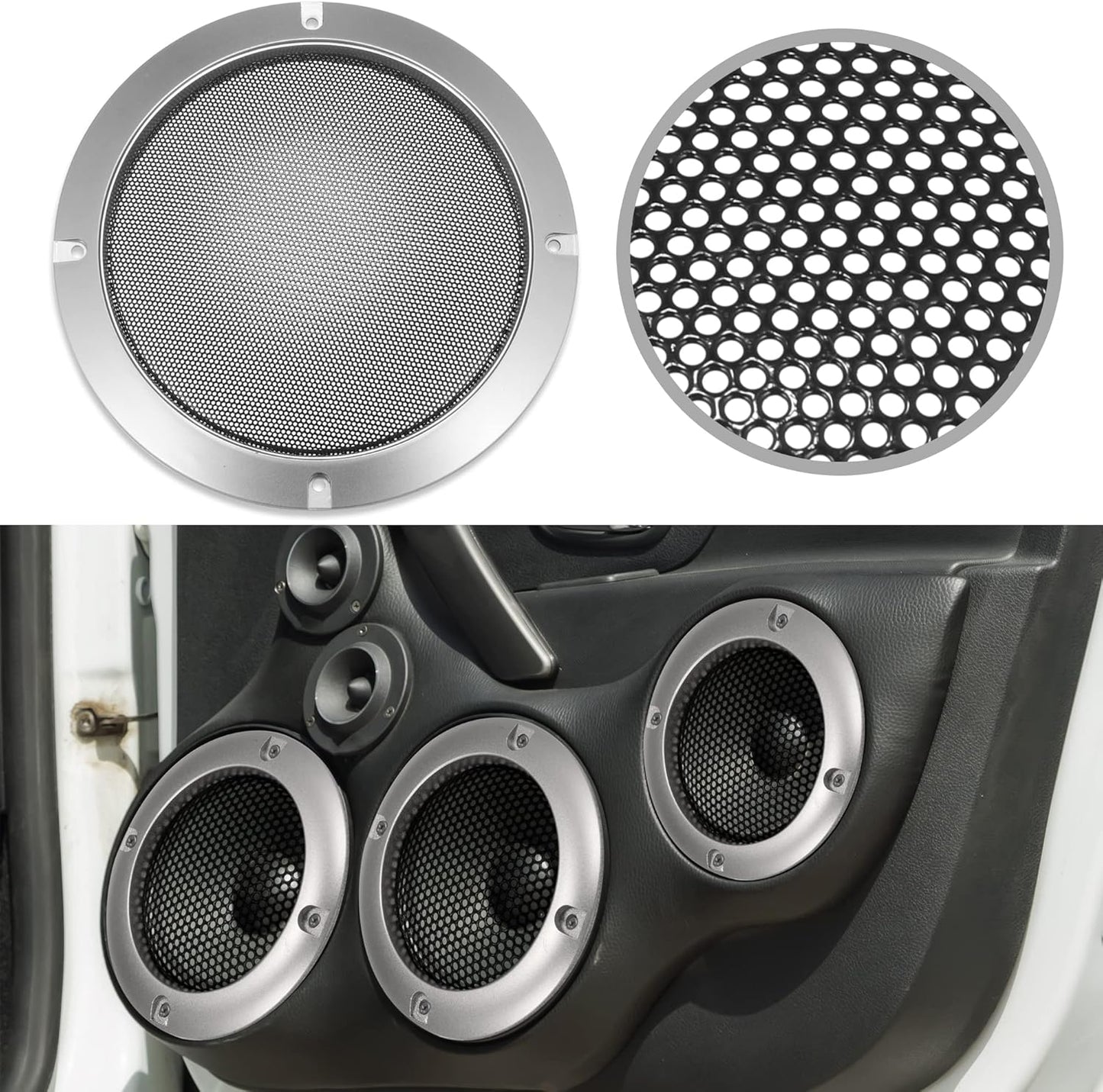 X AUTOHAUX 6.5" Speaker Grille Cover, Mesh Trim Round Subwoofer Grille Horn Protective Guard for Car