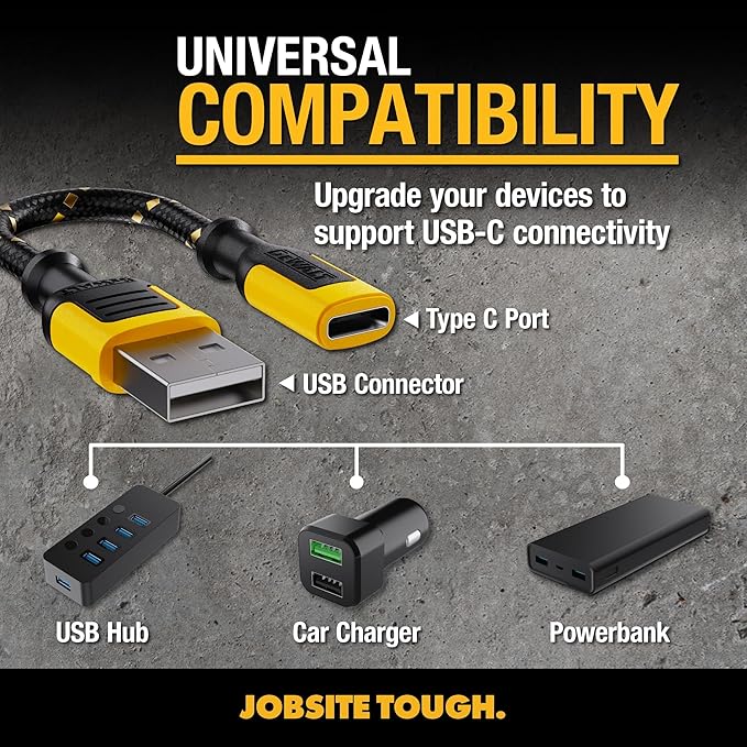 DEWALT USB C to USB Adapter 2Pack, USBC Female to A Male OTG Charger Type C Converter for Apple Watch Ultra 7 8 9, iPhone 15 14 13 Plus Pro Max, AirPods 3, iPad Air, Car, Samsung Galaxy S24 23,16