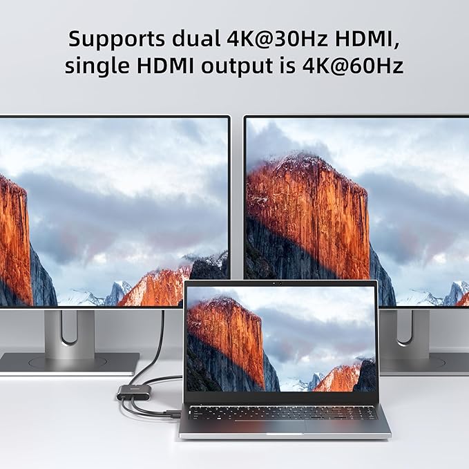 4K@60Hz DisplayPort to Dual HDMI Adapter – Display Port to 2 HDMI Splitter, MST Dual Monitor Splitter for Computer Laptop Graphic Card,PC,Windows