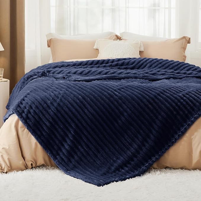 Bedsure GentleSoft Blue Fleece Blanket for Couch - Cozy Soft Blankets for Women, Cute Small Throws for Girls, 108x90 Inches