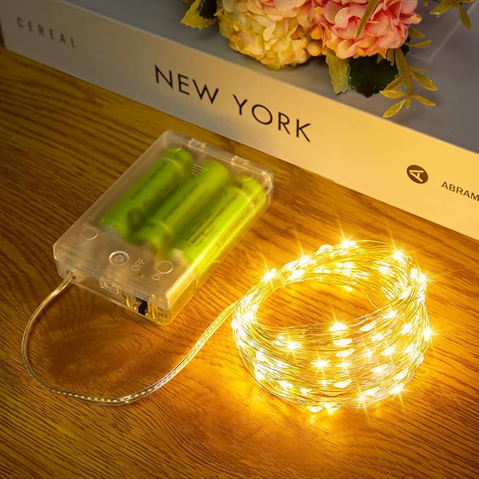 Minetom Fairy String Lights, 33Ft 100 LED Mini Battery Operated Fairy Lights Copper Wire Twinkle Lights Mason Jar Lights, Waterproof Starry Firefly Lights for Party Wedding Christmas Decor