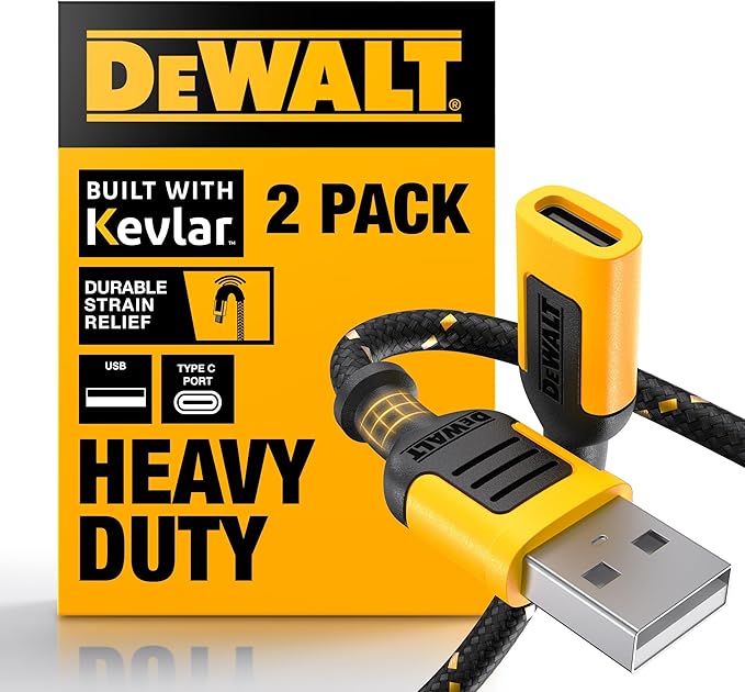 DEWALT USB C to USB Adapter 2Pack, USBC Female to A Male OTG Charger Type C Converter for Apple Watch Ultra 7 8 9, iPhone 15 14 13 Plus Pro Max, AirPods 3, iPad Air, Car, Samsung Galaxy S24 23,16