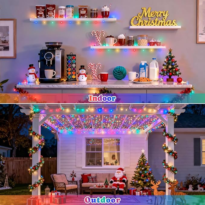 JMEXSUSS 2 Pack Multicolor Fairy Lights Battery Operated, Total 400 LED 132ft Multicolor String Lights with Remote, 8 Modes Christmas Fairy Lights for Bedroom Patio Garden Deck Christmas Decorations