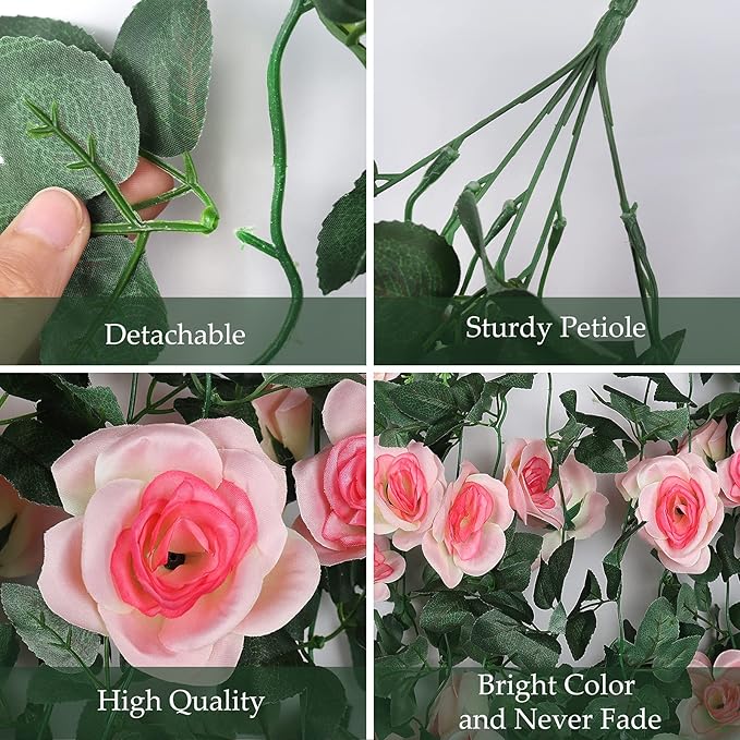 RECUTMS 2PCS Artificial Hanging Flower 3.3Ft Fake Garland for Home Room Garden Wedding Indoor Outdoor Decoration (Champagne)