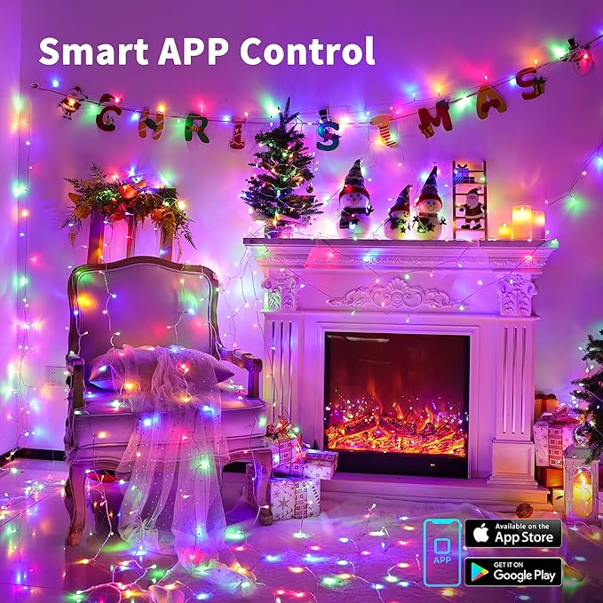BrizLabs Smart Christmas String Lights,115FT 300 LED Color Changing Christmas Lights App & Voice Control, Cool White & Multicolor Mini Light String, Music Sync Xmas Tree Light for Indoor Outdoor Decor
