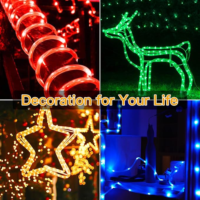 Ollny USB Rope Lights Outdoor Color Changing with Remote, 33FT 100 LED Waterproof String Lights, 18 Colors Fairy Christmas Light for Indoor Bedroom Party Garden Wedding Holiday Decorations