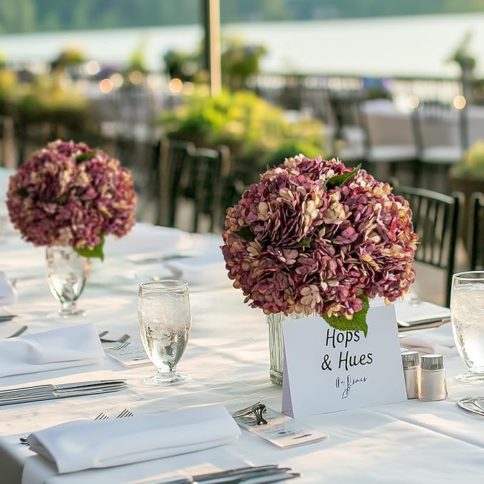 10PCS Fake Hydrangea Artificial Flowers Hydrangea Bouquet for Home Wedding Bridal Bouquet Office Party Table Centerpiece DIY Floral Decor (Autumn Pink)