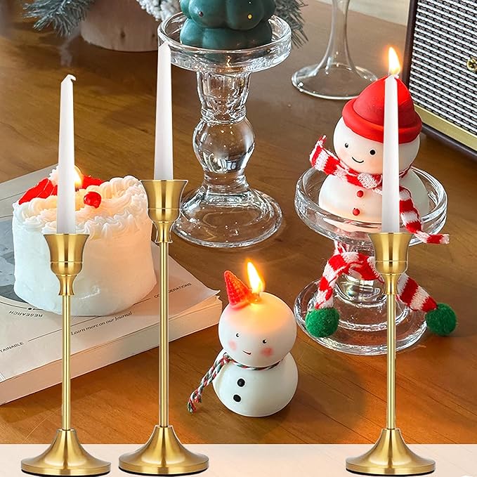 12PCS Brass Candlestick Holders Gold Candle Holders Taper Candles Holders Decorative for Thanksgiving Day Christmas Dinning Wedding Party Anniversary Home Decor.