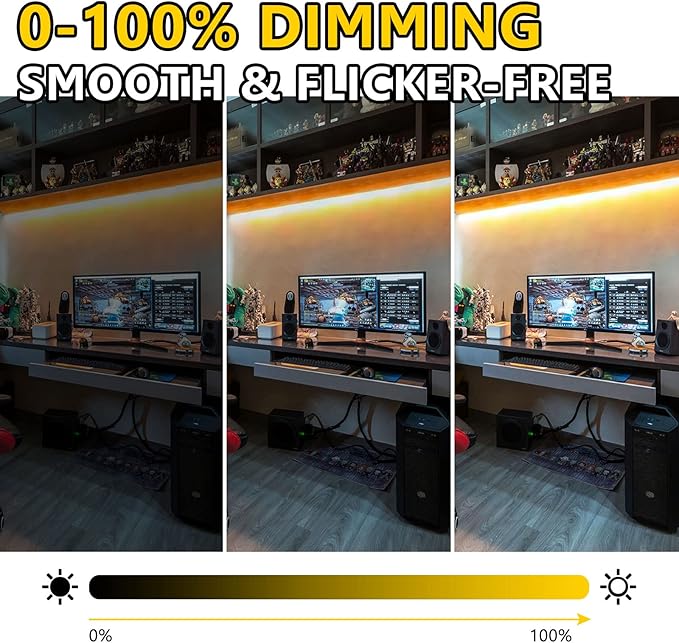 EMITEVER COB LED Strip Lights Warm White, 24V 2700K Tape Light Premium High Density 25ft, 300+Lumens/ft, 3600LEDs/Spool, Ra 90+, 3W/ft, UL Listed 5 Year Warranty (Power Supply Sold Separately)