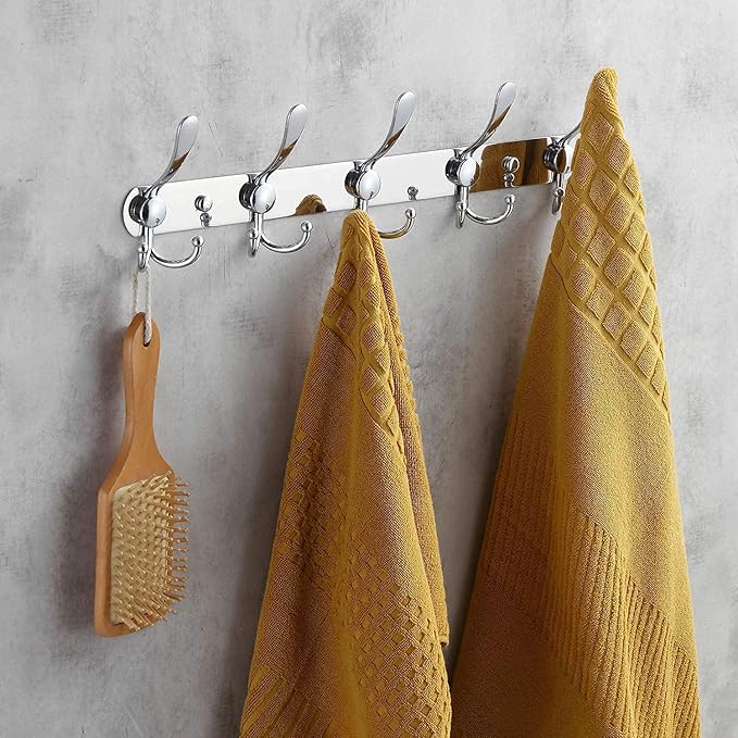 GlazieVault Coat Rack Wall Mount - Stainless Steel Coat Hooks (2 Pack) - Heavy Duty Wall Hooks for Clothes & Accessories