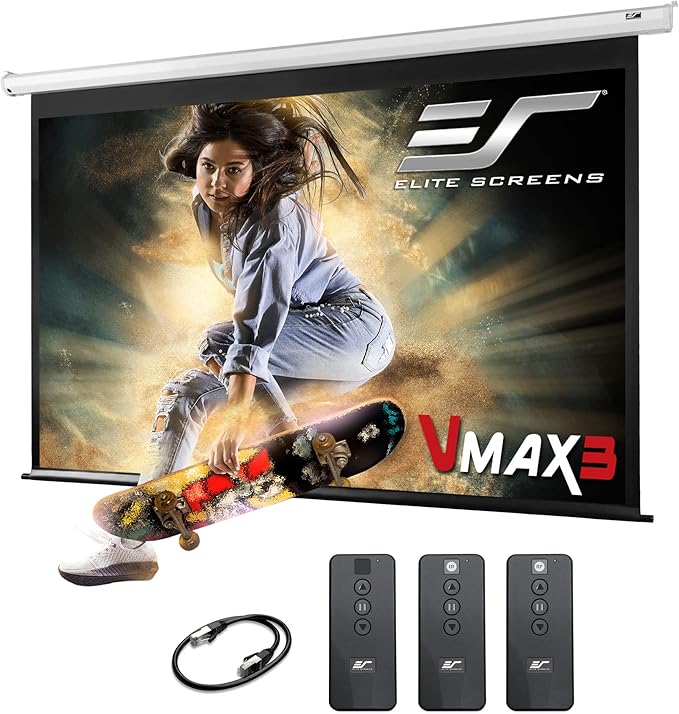 Elite Screens VMAX 3, 150-INCH 16:9, Electric Projector Screen Home Theater Gaming, VMAX150XWH3