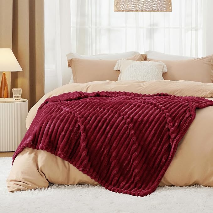 Bedsure GentleSoft Deep Red Fleece Blanket for Couch - Cozy Soft Blankets for Women, Cute Small Throws for Girls, 50x70 Inches