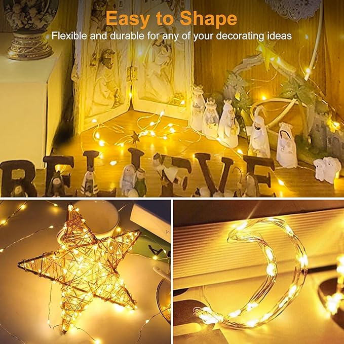 btfarm 20 Pack Fairy Lights Battery Operated, 3 Modes 7ft 20 Led Twinkle Lights, Mini Bulk String Lights Waterproof Silver Wire for Mason Jars Christmas Wedding Vases Centerpiece Decor, Warm White