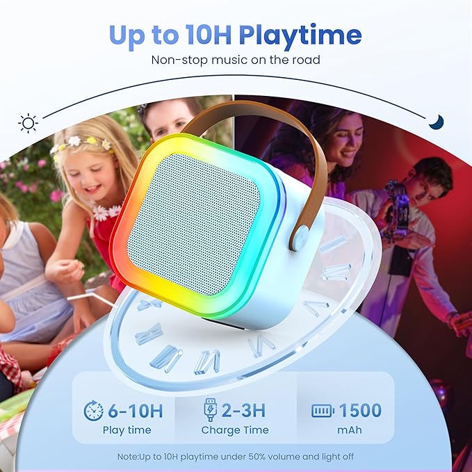 Mini Karaoke Machine for Kids Adults, Kids Toys Portable Karaoke Microphone Singing Speaker, Karaoke Player with 2 Wireless Mic, Birthday Gifts for Girls Ages 4, 5, 6, 7, 8, 9, 10, 12+ Years Old(Blue)