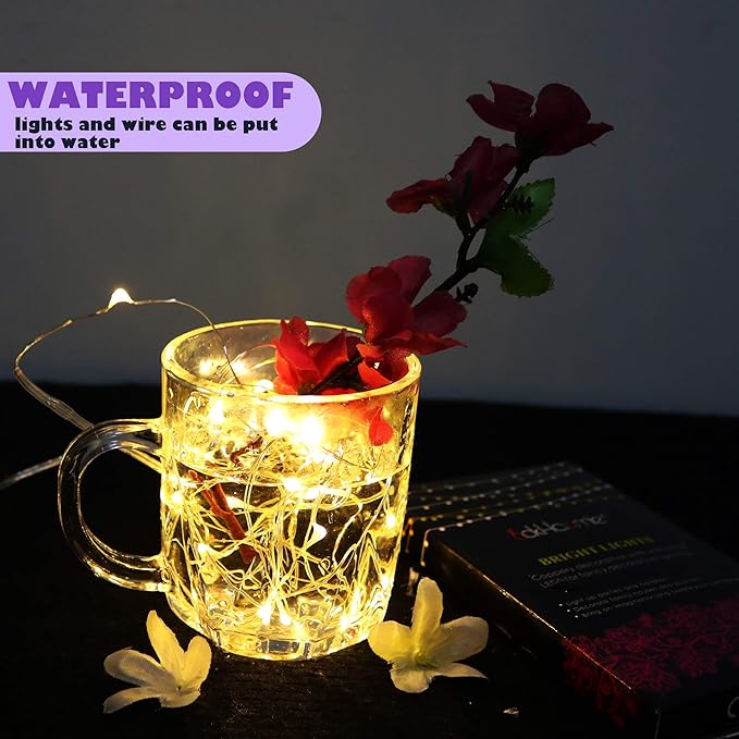 [6-Pack] 7Feet Starry String Lights,Fairy String Lights 20 Micro Starry LEDs On Copper Wire, 2pcs CR2032 Batteries Included,For Wedding Centerpiece,Party,Christmas Table Decor(Copper Warm White)