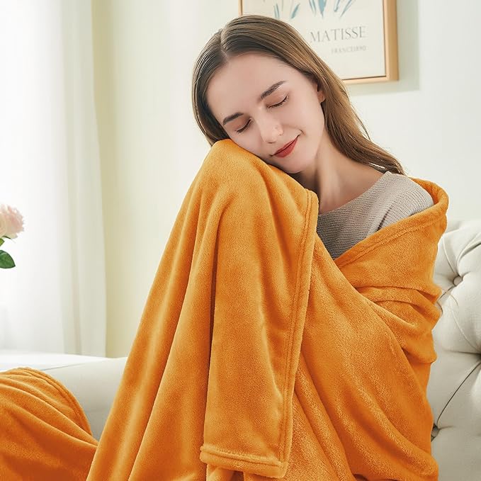 BEDELITE Fleece Blanket Twin Size Burnt Orange Throw Blankets for Couch & Bed, 300GSM Luxury Plush Cozy Fuzzy Fall Blanket 60x80 inches, Super Soft & Warm Blankets for Travel Camping