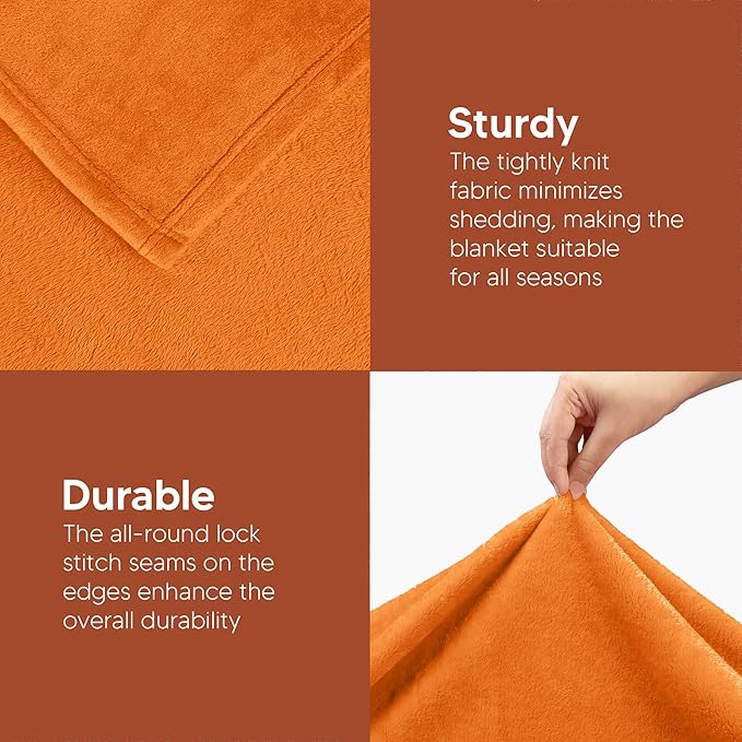 Utopia Bedding Fleece Blanket Twin Size Burnt Orange 300GSM Luxury Anti-Static Fuzzy Soft Microfiber Bed Blanket (60x80 Inch)