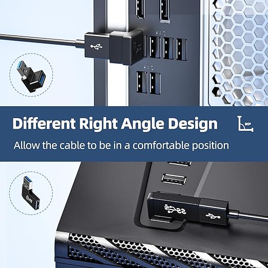 6 Pack 180 Degree & 90 Degree USB 3.1 Adapter, Left and Right Angle USB A Male to Female Extender Connector for PC, Laptop, USB A Car Charger, Surface Pro 7+, Raspberry Pi and More