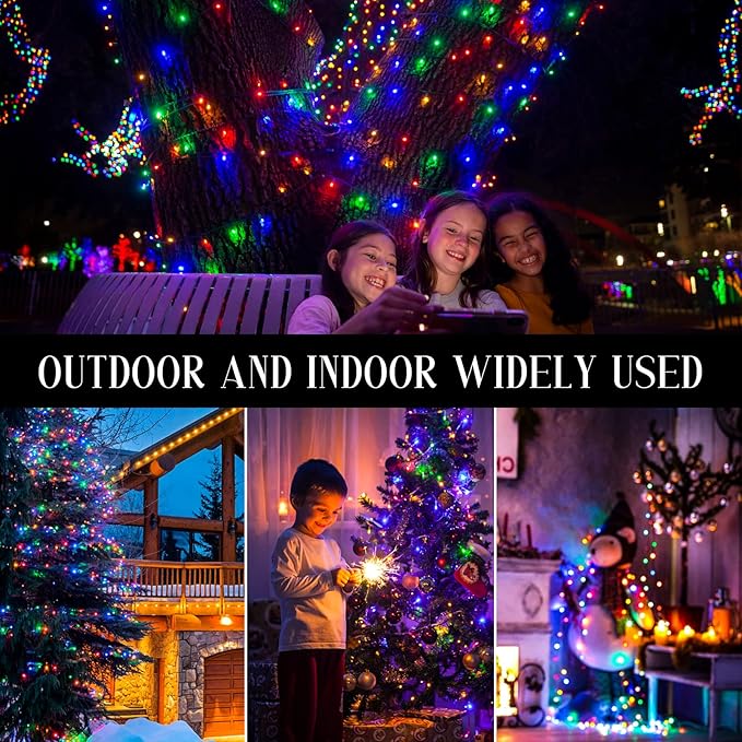 Quntis 164ft 2000 LED Cluster Christmas Lights - Dark Green Wire Christmastree Lights - Multicolor 8 Modes Outdoor Waterproof LED String Lights Plug in for Holiday Wedding Party Home Decor