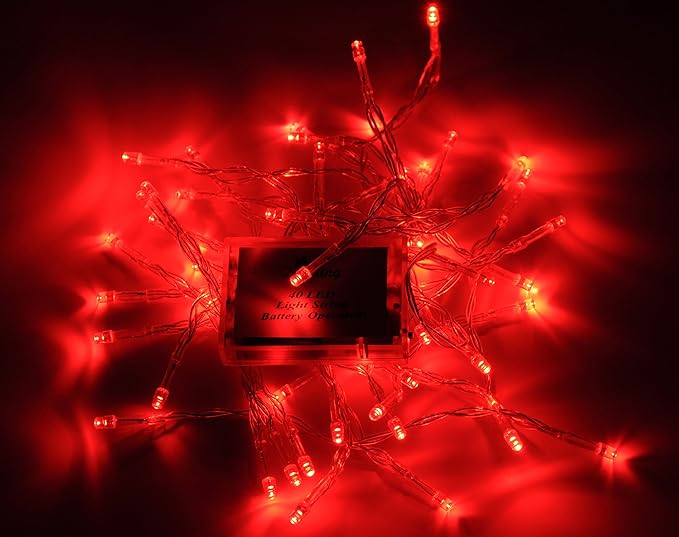 Karlling Battery Operated Red 40 LED Fairy Light String Wedding Party Xmas Christmas Decorations(Red,10 Pack)