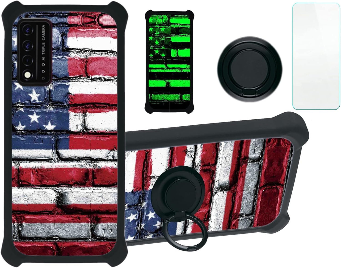 jioeuinly Revvl V+Plus 5G Case with Tempered Glass Screen Protector, Luminous Effect - YGH-GQ