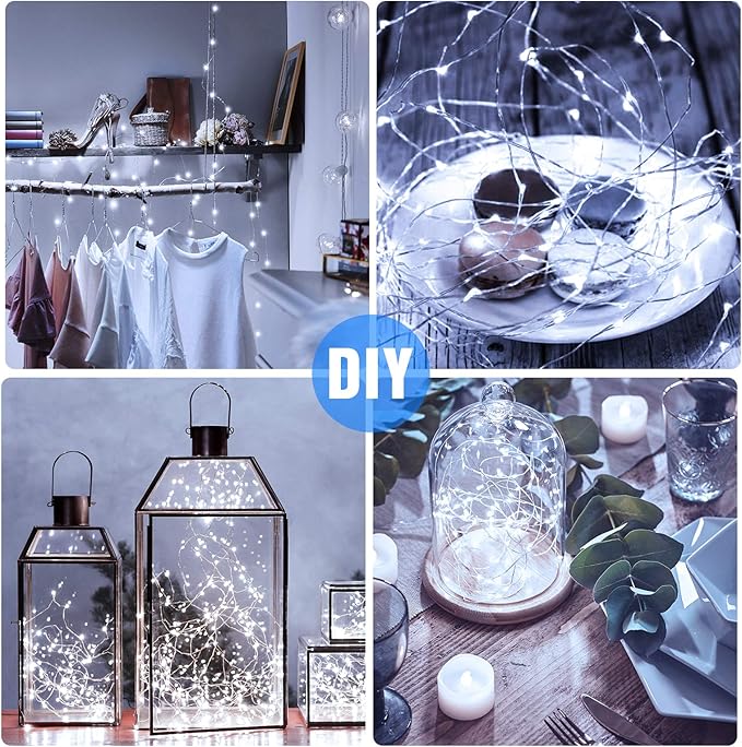 Onforu 16 Pack Fairy Lights Battery Operated String Lights, 6.5ft 20 Mini LED Lights, IP67 Waterproof White Fairy Lights, Twinkle Lights for Mason Jar Wedding Centerpiece Decor Christmas Bedroom