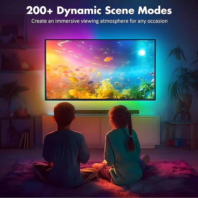 Maylit ICRGB TV LED Backlight, App Control Lights for 37-70in Monitor, Music Sync Color Changing Strip Lights for Home Decor, USB Powered Gaming Accessories for Bedroom Room Decor