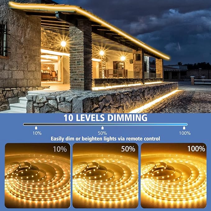 LED Strip Lights Battery Operated, 9.8 Ft 90 LED Led Strip Lights with Remote Timer Dimmable, Waterproof Flexible Lights Strip for Indoor Outdoor TV Table Bedroom Boat Kitchen (Warm White)