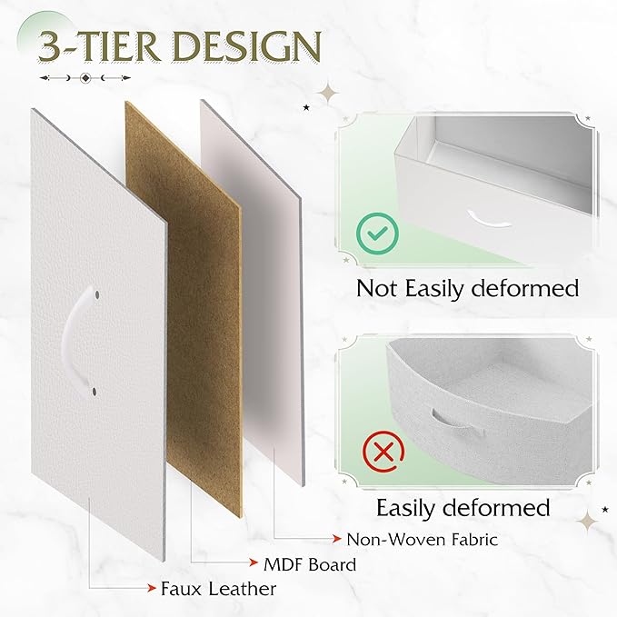WLIVE Nightstand with 3 Drawers, Fabric Dresser, Organizer Unit, Storage Dresser for Bedroom, Hallway, Entryway, Closets, Sturdy Steel Frame, Wood Top, Easy Pull Handle, White