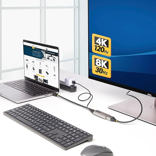 StarTech.com 1ft/30cm HDMI to DisplayPort Adapter Cable, 8K 60Hz, Active HDMI 2.1 to DP 1.4 Video Converter, USB Bus Powered