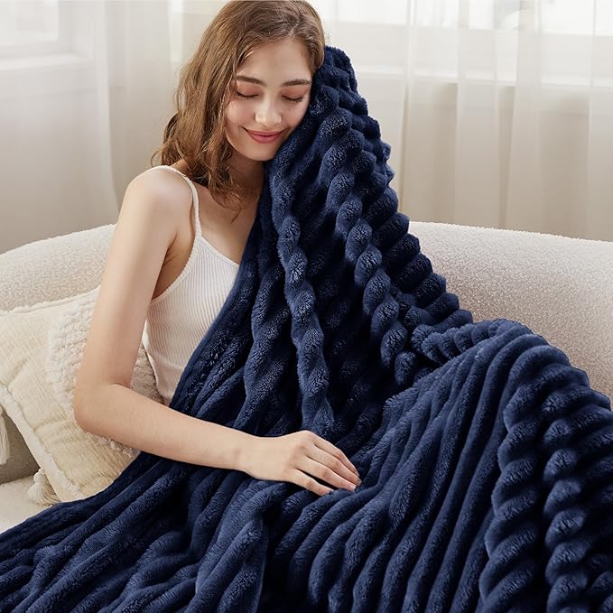 Bedsure GentleSoft Blue Fleece Blanket for Couch - Cozy Soft Blankets for Women, Cute Small Throws for Girls, 60x80 Inches