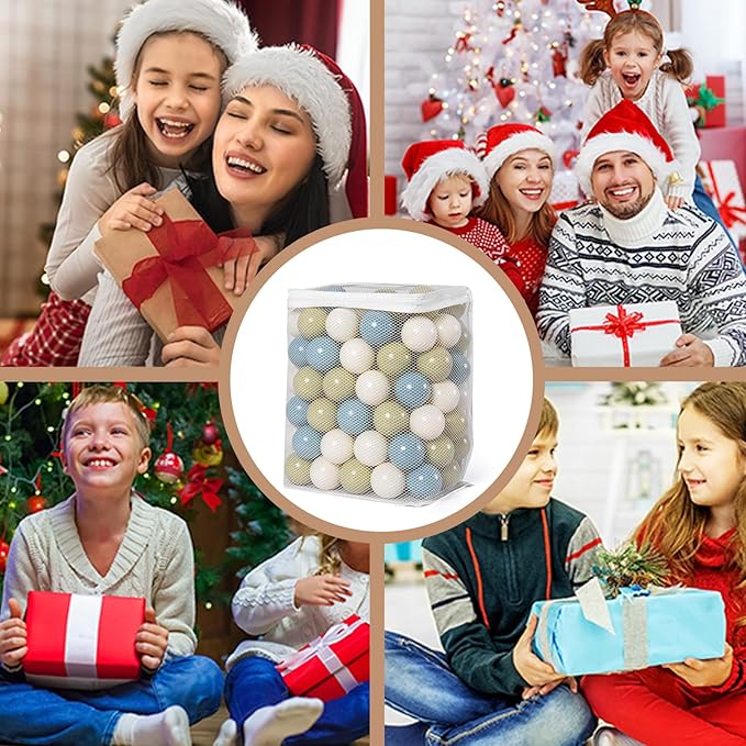 GOGOSO Ball Pit Balls - 2.15inch Plasticsball for Kids Toddlers Birthday Gifts, Summer Vibrant Colors Visual Stimulation Xmas Decor, Creamy Green+Creamy Blue+ Soft White