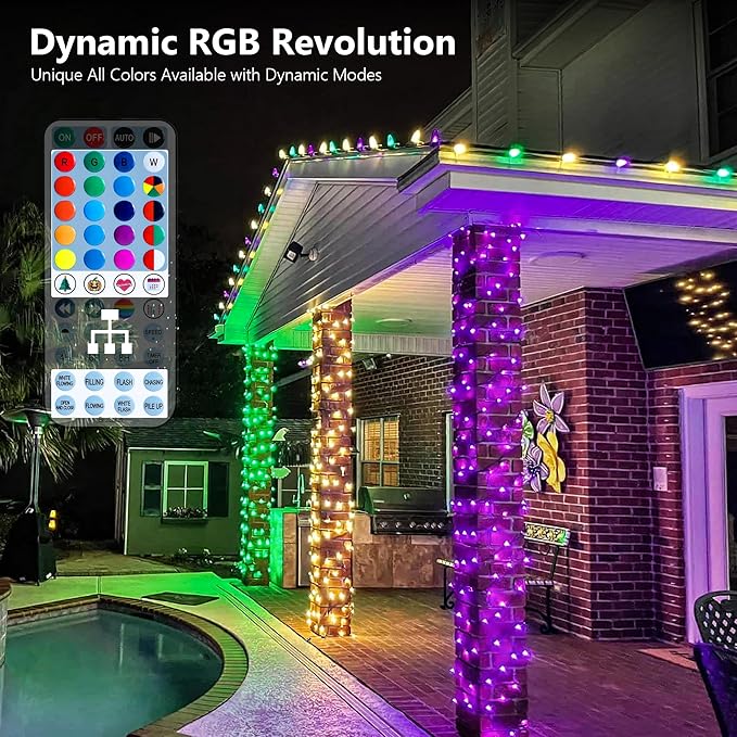 Brizled RGB Christmas Lights, 164ft 500 LED Color Changing String Lights, Dimmable Christmas Tree Light, Indoor Multifunctional Fairy Light with Remote for Outdoor Independence Day Xmas Party Decor