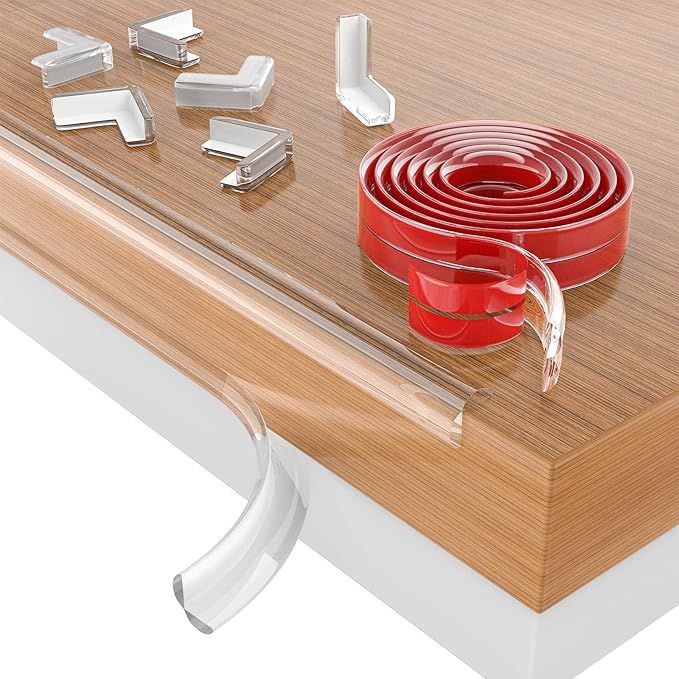 Clear Corner Protectors,Corner Protector Baby Proofing 32.8ft(10M) with 4 Corners,Furniture Corner Guard & Edge Safety Bumpers,Soft Edge Protector with Strong Adhesive