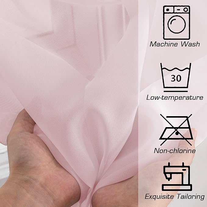 OWEINE Sheer Curtains 84 Inches Long 2 Panels Set, Rod Pocket Fimly Voile Solid Blush Window Curtain Panels for Living Room Bedroom, Soft Voile Sheer Curtains & Drapes, Total 84 Inches Width