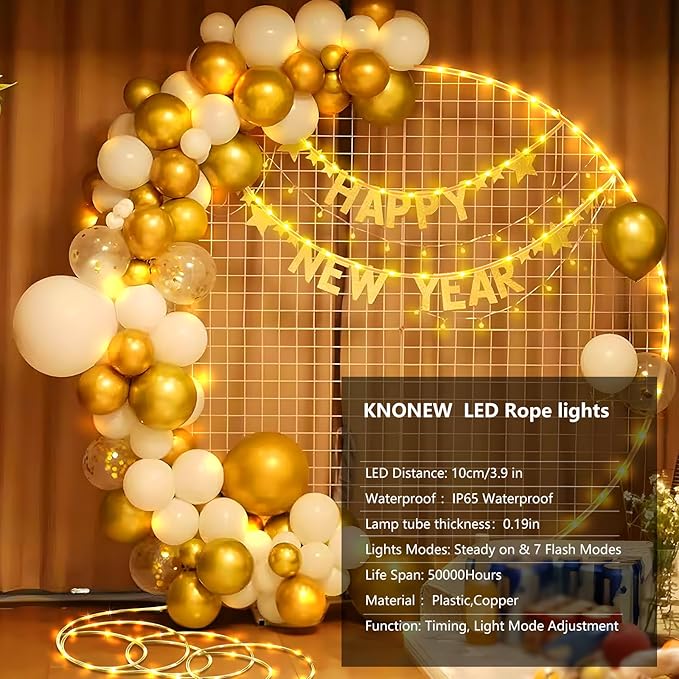 KNONEW 328FT 1000LED Rope Lights for Outside,Outdoor String Lights Waterproof 8 Modes Clear Tube Light for Indoor,Bedroom,Wedding,Garden,Patio,Christmas,Tree,Rv,Holiday Decoration(Warm White)