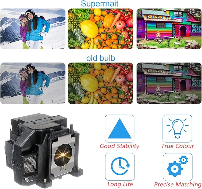 Lamp for EPSON ELPLP67/V13H010L67 Replacement Projector lamp PowerLite 1221,PowerLite 1261W,PowerLite HC 500,PowerLite HC 600,PowerLite HC 707,PowerLite HC 710HD,PowerLite HC 750HD,EB-X11