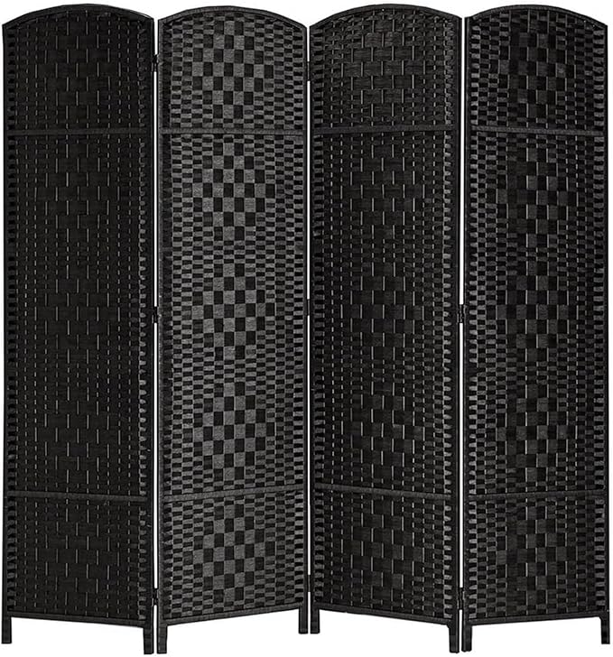 Rose Home Fashion Room Divider, 6 ft Tall Room Dividers and Folding Privacy Screens, 16in Privacy Screen 4 Panel Black Space Temporary Wall Foldable Partition Separation