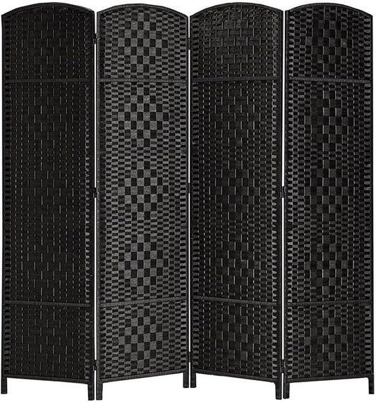 Rose Home Fashion Room Divider, 6 ft Tall Room Dividers and Folding Privacy Screens, 16in Privacy Screen 4 Panel Black Space Temporary Wall Foldable Partition Separation