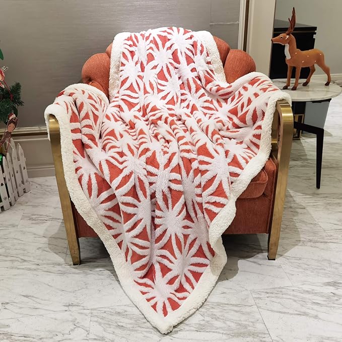 LOMAO Sherpa Fleece Blanket Fuzzy Soft Throw Blanket Dual Sided Blanket for Couch Sofa Bed (Coral, 60''x80'')